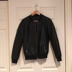 Diamond-quilted Leather bomber jacket